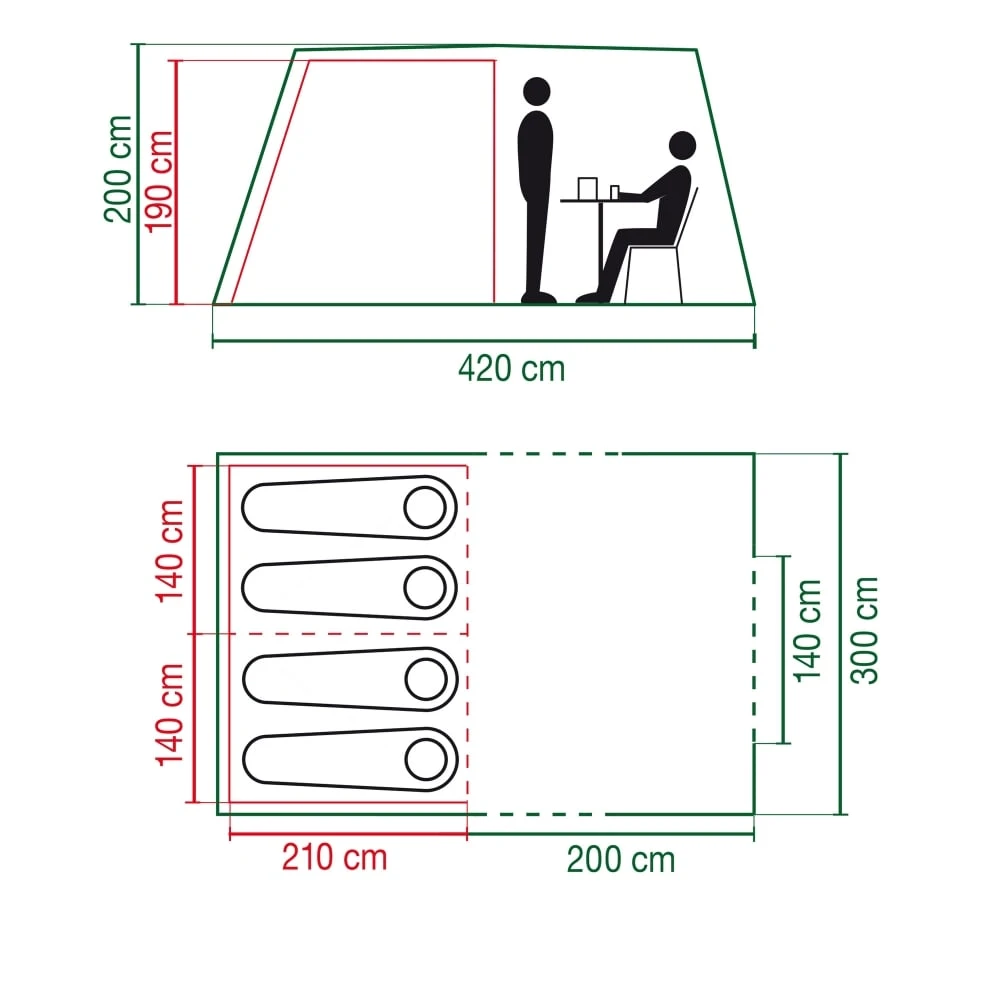 Coleman Cook 4 / 4 Persoons Tunneltent - Groen 5 Coleman Cook 4 / 4 Persoons Tunneltent - Groen - Afbeelding 3