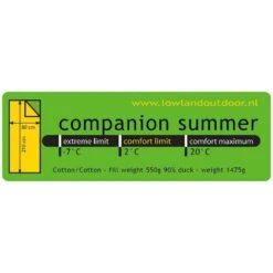 Lowland Companion Summer Deken Slaapzak Dons Groen -Buiten Kamperen 48125 lowland companion summer
