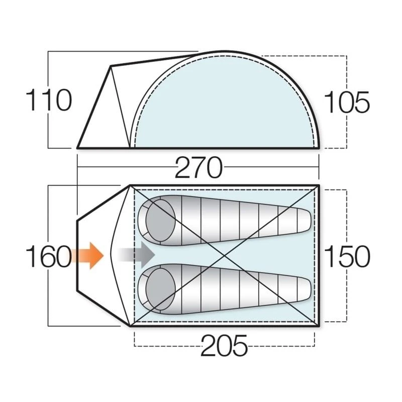 Vango Alpha 250 / 2 Persoons Tent - Blauw 4 Vango Alpha 250 / 2 Persoons Tent - Blauw - Afbeelding 2