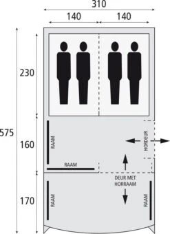 Safarica Pacific Reef 310 TC - 4 Persoons Tent Grijs -Buiten Kamperen 74812 safarica pacific reef 310 tc 4 persoons tent