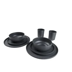 Bo-Camp Patom 16-delige Serviesset Donkergrijs -Buiten Kamperen 79360 bo camp bc ind serviesset patom 16 dlg antraciet