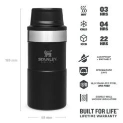 Stanley The Trigger-Action Travel Mug 0,25L Zwart -Buiten Kamperen 82041 stanley the trigger action travel mug 025l