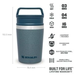 Stanley The Shortstack Travel Mug 0,23L Groen -Buiten Kamperen 82261 stanley the shortstack travel mug 023l