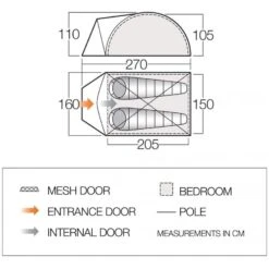 Vango Alpha 250 CLR / 2 Persoons Tent Blauw -Buiten Kamperen 96952 vango alpha 250 clr 2 persoons tent