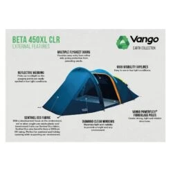 Vango Beta 450XL CLR / 4 Persoons Tent Blauw -Buiten Kamperen 96968 vango beta 450xl clr 4 persoons tent