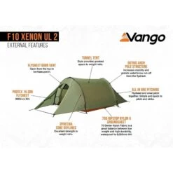 Vango F10 Xenon UL 2 / 2 Persoons Tent Groen -Buiten Kamperen 96974 vango f10 xenon ul 2 2 persoons tent