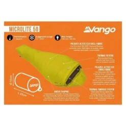 Vango Microlite 50 Mummy Slaapzak Synthetisch Geel -Buiten Kamperen 97004 vango microlite 50 mummy slaapzak