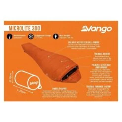 Vango Microlite 300 Mummy Slaapzak Synthetisch Oranje -Buiten Kamperen 97008 vango microlite 300 mummy slaapzak synthetisch