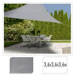 ML Schaduwdoek Driehoek 3,6 X 3,6 X 3,6 M Grijs